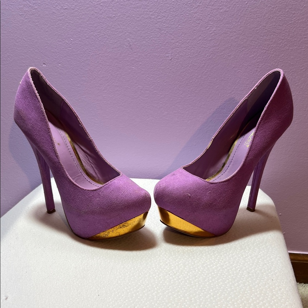Elegant Purple and Gold Women's Heels